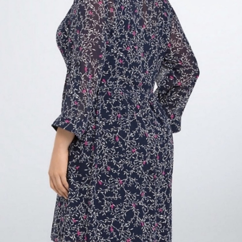 Torrid Blue Bird Print Shirt Dress - Picture 3 of 3